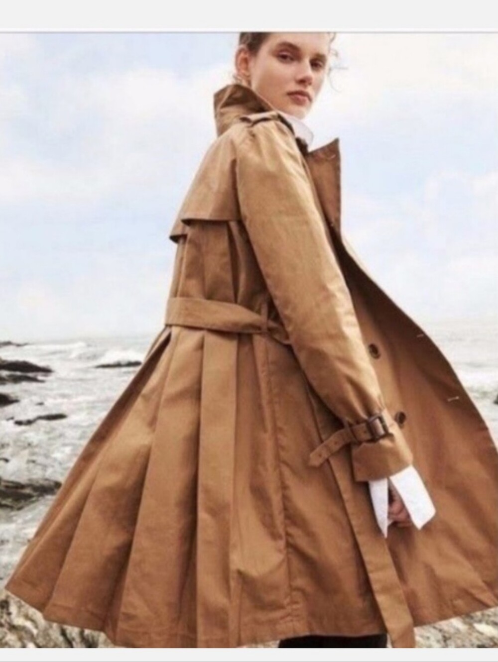 J. Crew Tan Pleated Trench Coat Size 6 Old Money Heritage